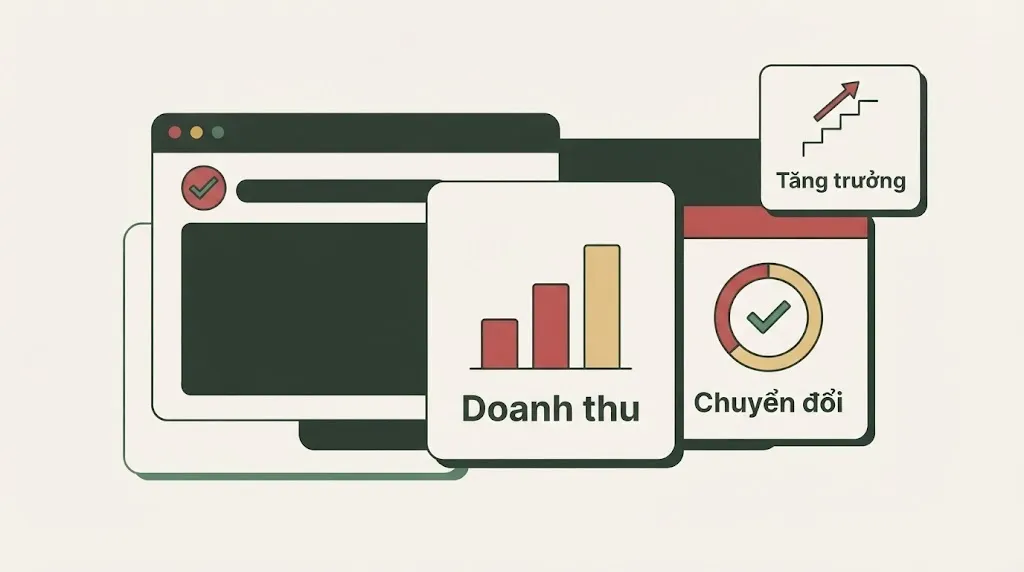 Marketing làm tốt thể hiện qua 3 kết quả đo được — Doanh thu, Chuyển đổi, Tăng trưởng